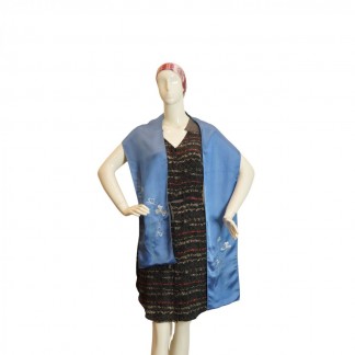 Silk scarf hand-embroidered with flower 25*200 cm- Style 4